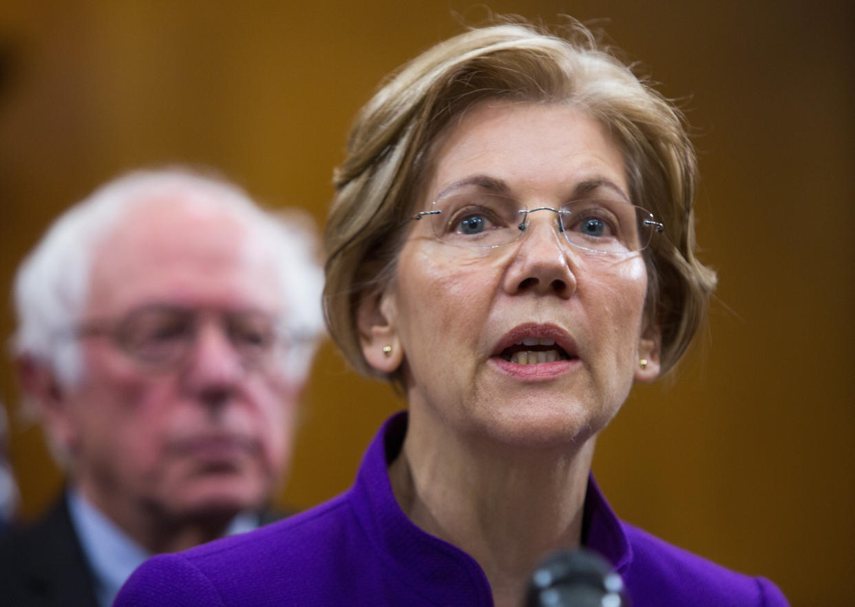 Sens. Elizabeth Warren (D-Mass) and Bernie Sanders (I-Vt.) joined with Sen. Cory Booker in asking MSNBC's parent company to commit to an independent investigation of allegations of sexual misconduct. (Photo: Tasos Katopodis via Getty Images)