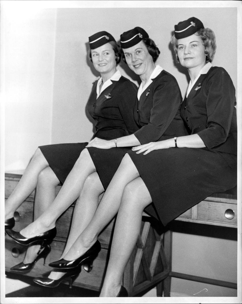 Three flight attendants spoke out at a press conference in 1963 about American Airlines&rsquo; policy of retiring them at the age of 32.