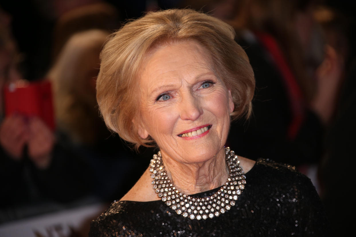 Mary Berry poses for photographers upon arrival at the National Television Awards in London, Wednesday, Jan. 20, 2016. (Photo by Joel Ryan/Invision/AP)