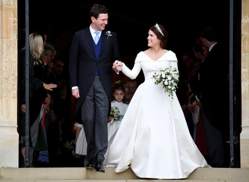 <div class="inline-image__caption"><p>Britain's Princess Eugenie and Jack Brooksbank leave the St George's Chapel after their wedding at Windsor Castle, Windsor, Britain October 12, 2018.</p></div> <div class="inline-image__credit">REUTERS/Toby Melville</div>