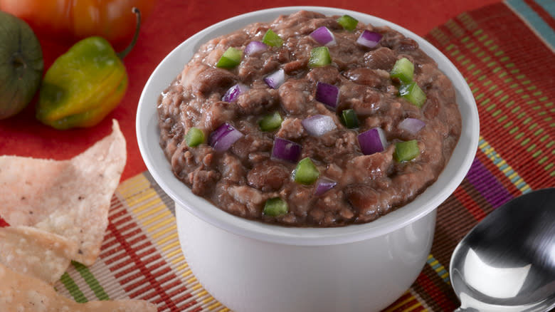 bowl of refried beans