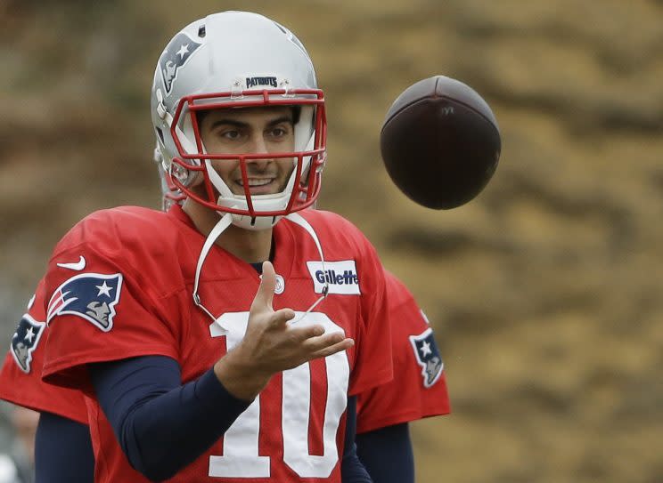 Jimmy Garoppolo could be traded this offseason. (AP)