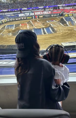 <p>kylie jenner/Instagram</p> Kylie Jenner and son Aire at the Monster Jam World Finals