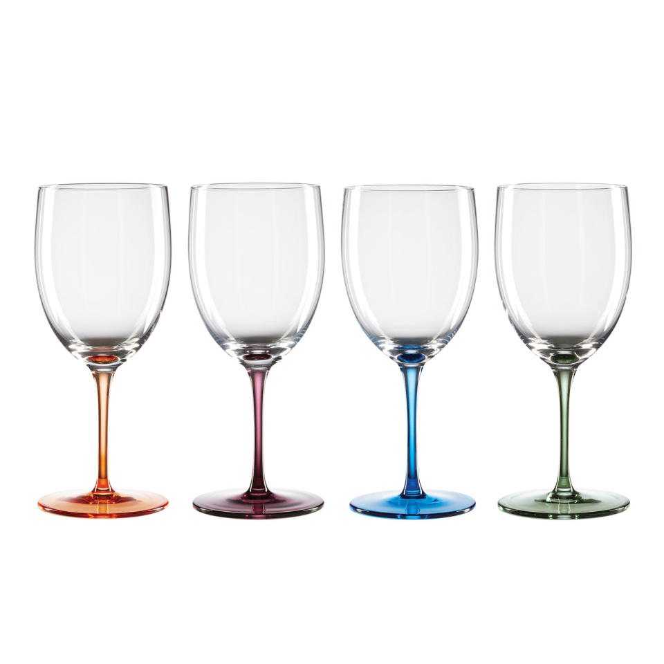 <p><a href="https://go.redirectingat.com?id=74968X1596630&url=https%3A%2F%2Fwww.oneida.com%2Fproducts%2Fcolor-bottom-wine-glasses-set-of-4&sref=https%3A%2F%2Fwww.bestproducts.com%2Fhome%2Fg44925741%2Foneida-entertain-365-tableware-collection-august-2023%2F" rel="nofollow noopener" target="_blank" data-ylk="slk:Shop Now;elm:context_link;itc:0;sec:content-canvas" class="link ">Shop Now</a></p><p>Bottoms Up Wine Glasses (Set of 4)</p><p>oneida.com</p><p>$21.00</p>