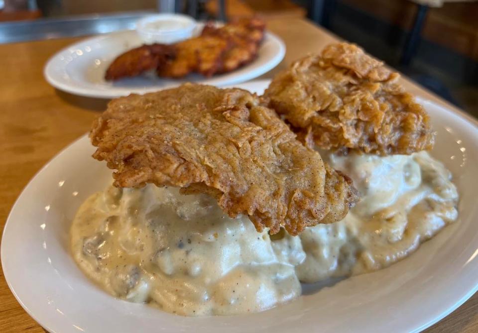 Maple Street Biscuit Company in Jackson Township has a variety of breakfast offerings, including country fried steak with sausage gravy.