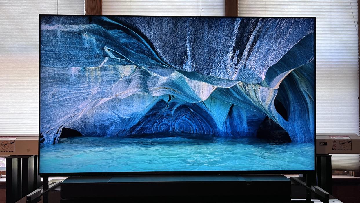  Sony Bravia 9 showing blue landscape image. 