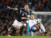 Soccer Football - International Friendly - Italy vs Argentina - Etihad Stadium, Manchester, Britain - March 23, 2018 Argentina’s Lucas Biglia in action with Italy’s Lorenzo Pellegrini Action Images via Reuters/Carl Recine