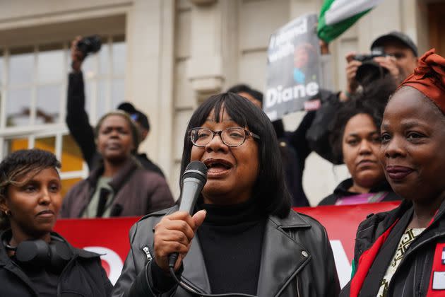 Diane Abbott speaks for the first time in public after having the Labour whip returned on the steps of Hackney Town Hall.