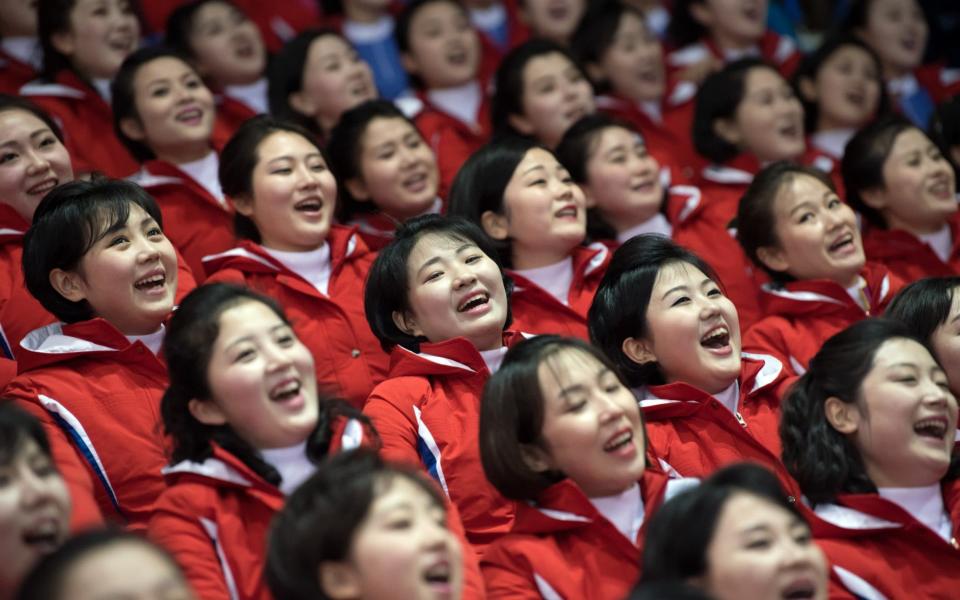 North Korean cheerleaders during the Winter Olympics - Getty Images AsiaPac