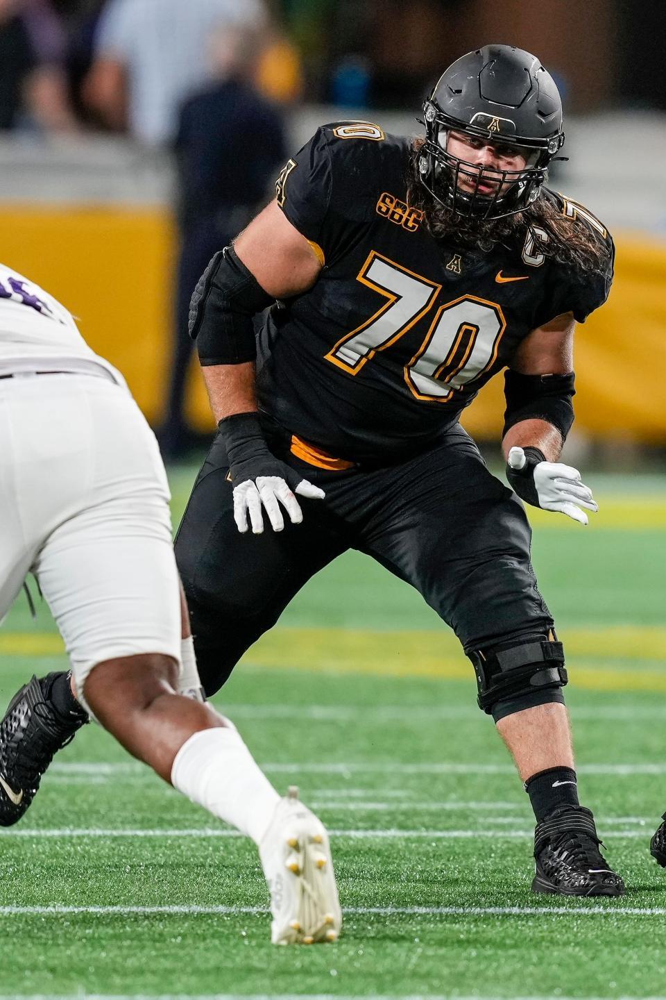Cooper Hodges played more than 3,500 snaps for Appalchian State and allowed only seven sacks during his career.