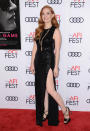 <p>The redheaded star showed some leg in a thigh-high split dress. <em>[Photo: Getty]</em> </p>