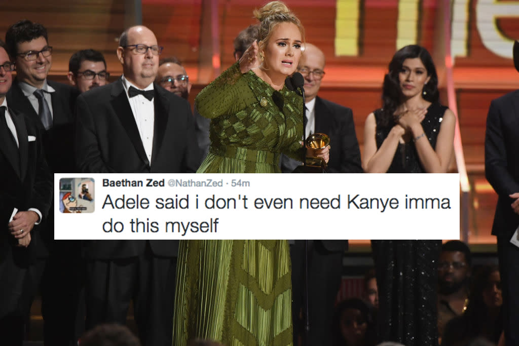 People React to Adele's "AOTY" Grammys Speech