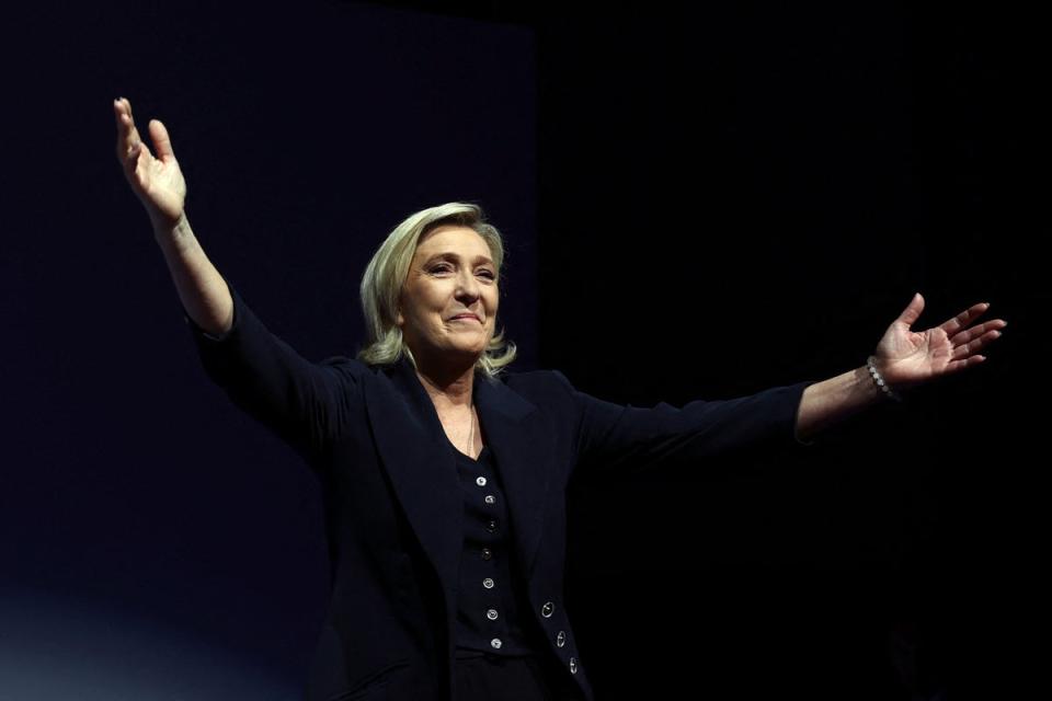 Marine Le Pen celebrates the first-round results (REUTERS)