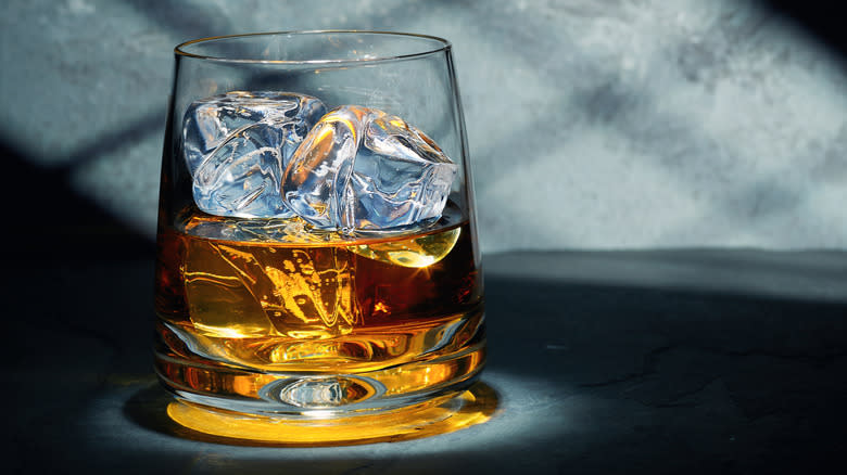 Whiskey over clear ice