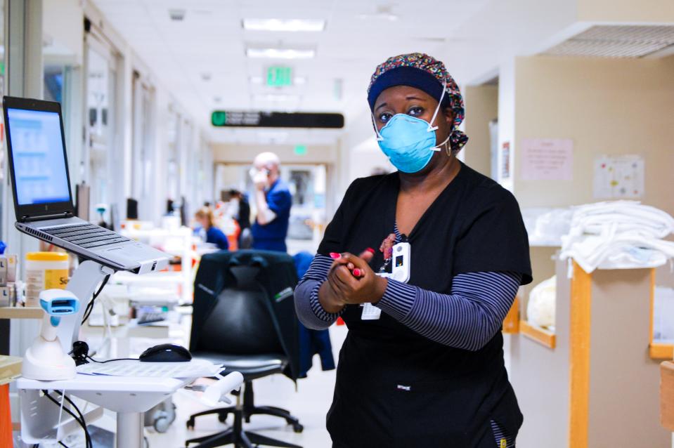 This undated photo provided Dec. 14 by the University of Alabama Birmingham shows the inside of UAB Hospital's COVID-19 intensive care unit.