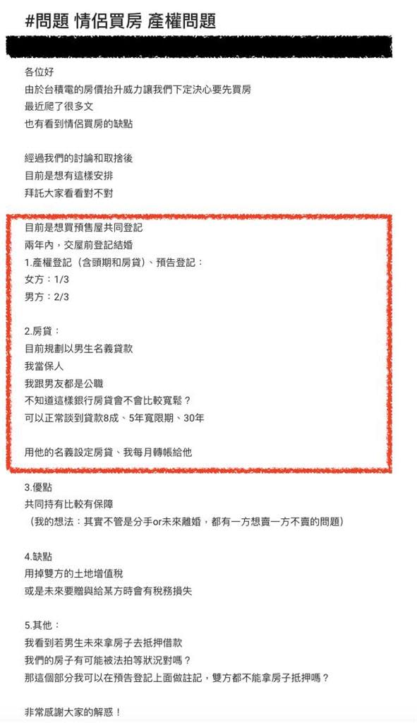 台積電推升房價「情侶急合資買房」！過來人曝「最佳登記法」網打臉