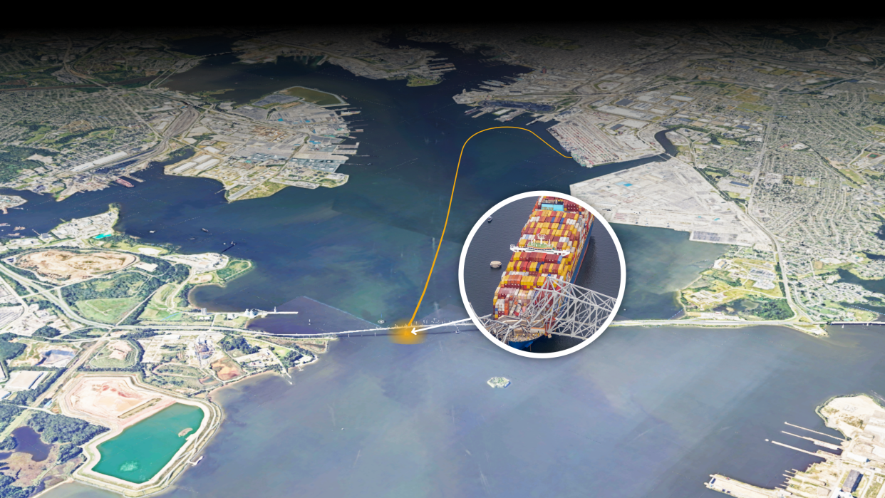 Graphics show how Francis Scott Key Bridge near Baltimore collapsed when a cargo ship struck one of its supports early Tuesday