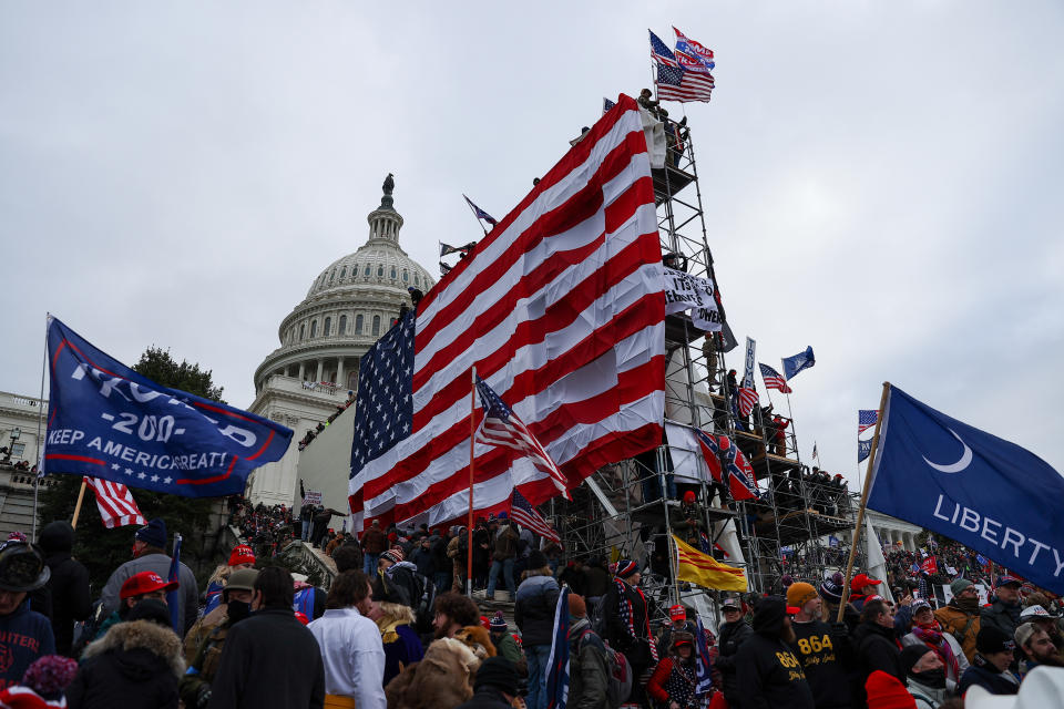 Trump supporters gather outside the Capitol on Jan. 6