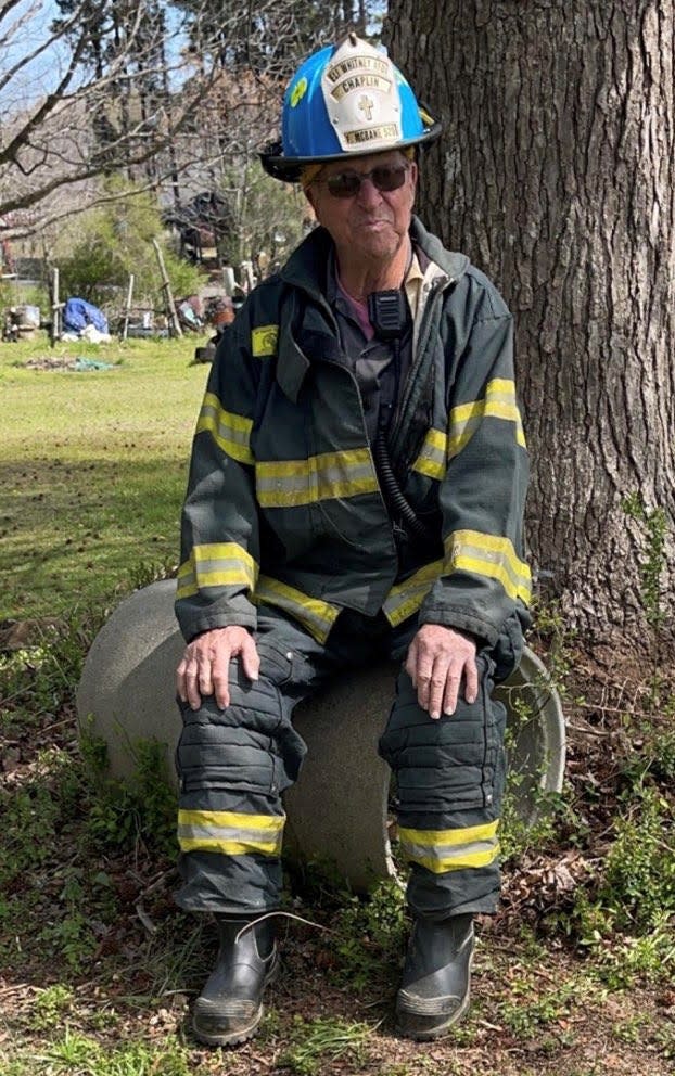 Floyd McBane photographed at an EWFD live training burn in April 2022.