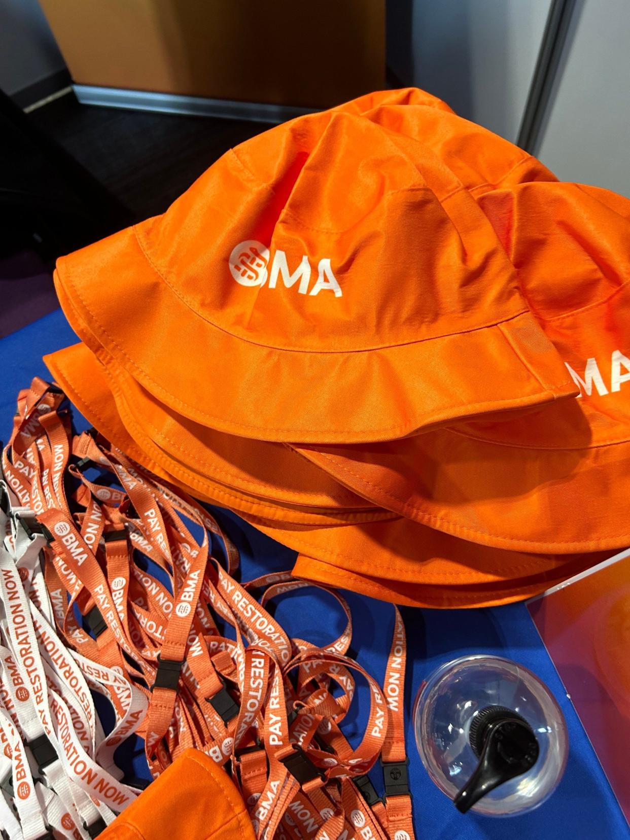 The Chinese-made hats worn by the junior doctors during the strike