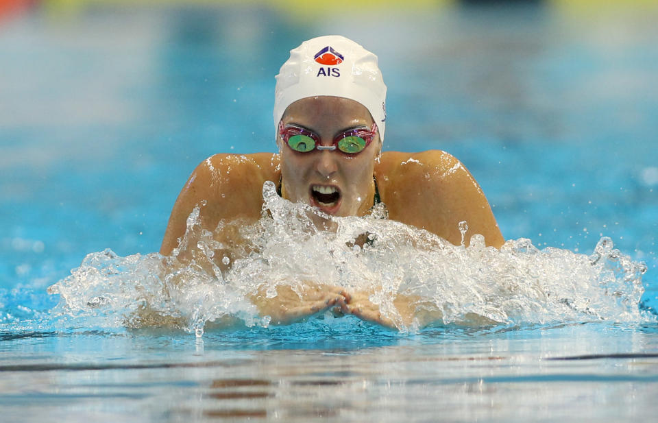 ADELAIDE, AUSTRALIA - MARCH 18: Alicia Coutts of Australia competes in the Womens 200 Metre Individual Medley during day four of the Australian Olympic Swimming Trials at the South Australian Aquatic & Leisure Centre on March 18, 2012 in Adelaide, Australia. (Photo by Morne de Klerk/Getty Images)