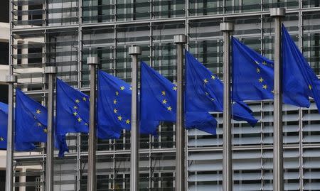 European flags are seen outside the European Commission headquarters in Brussels September 10, 2014. REUTERS/Yves Herman