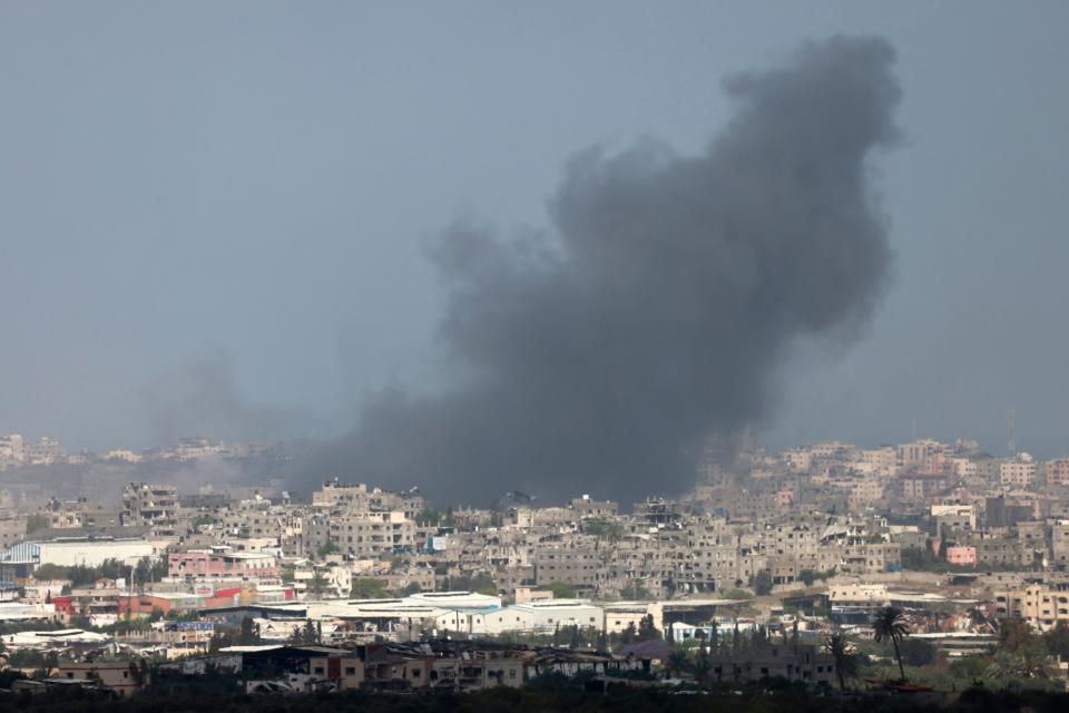 Smoke billows during Israeli bombardment on the Gaza Strip from a position in southern Israel (AFP via Getty Images)