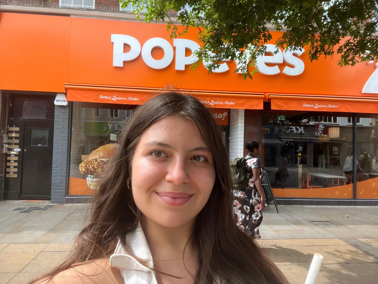 The author in front of Popeyes.