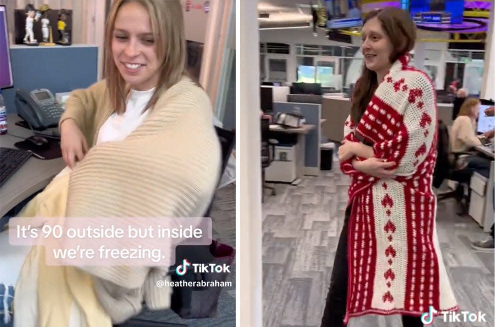 TikTok showing women draped in blankets