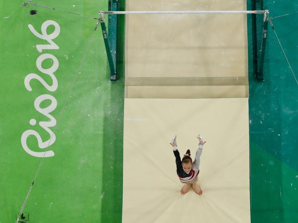 Madison Kocian on the uneven bars at the 2016 Olympics.