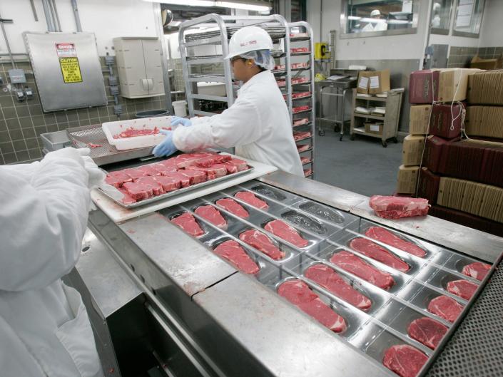 The steaks are packaged at the Omaha Steak Factory in Omaha, Neb.