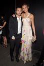 <p>Alexander Deleon: 5' 7"<br>Josephine Skriver: 5' 11" </p>