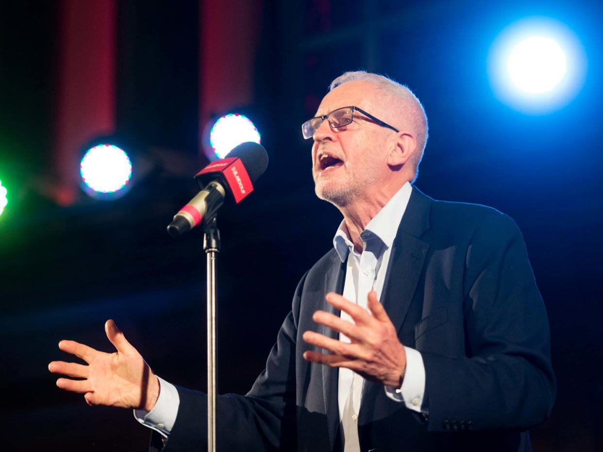 Jeremy Corbyn speaks during a rally in London: PA