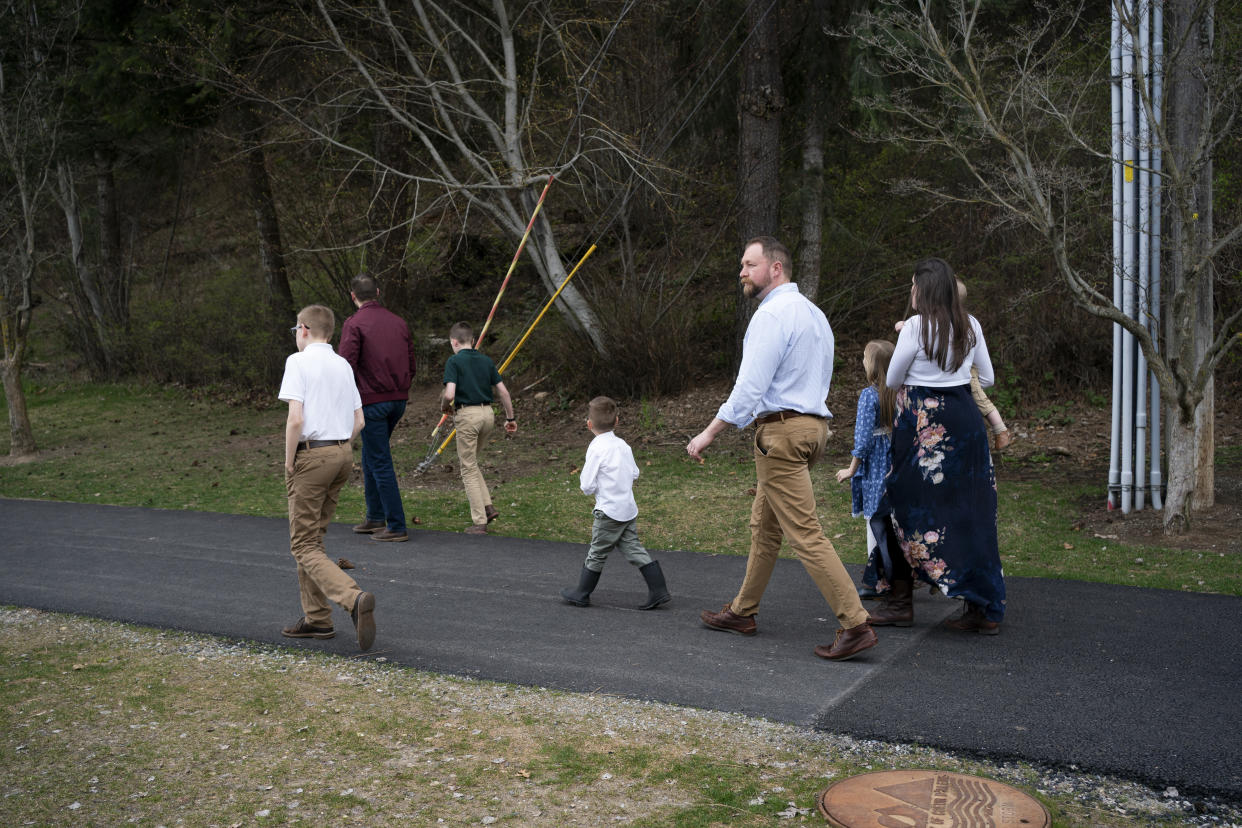 Skyler Kressin, who moved from Southern California in 2020, on a walk with his family in Coeur d