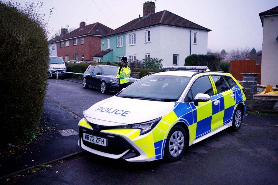 Police at the scene in Blaise Walk on Sunday night (PA Wire)