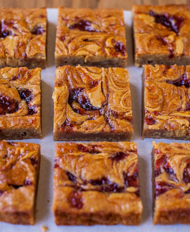 Peanut Butter and Jelly Blondies