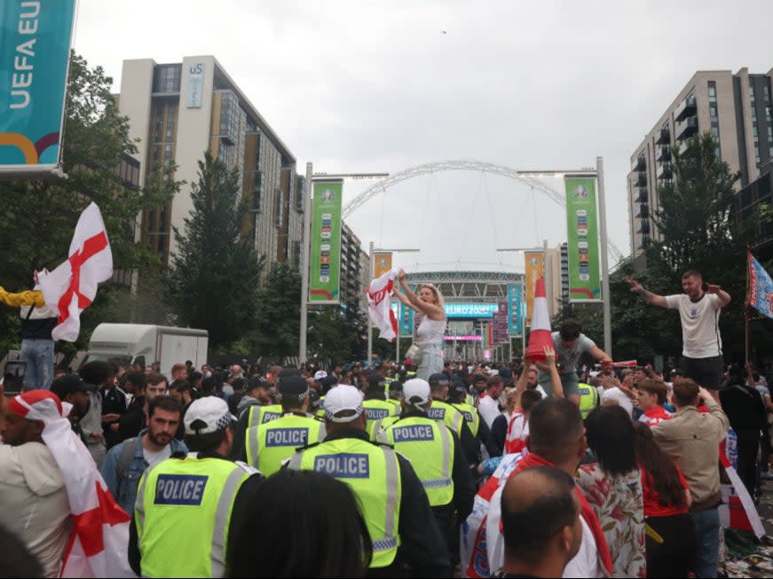 Fans show their support along Wembley Way prior to the final (Getty Images)