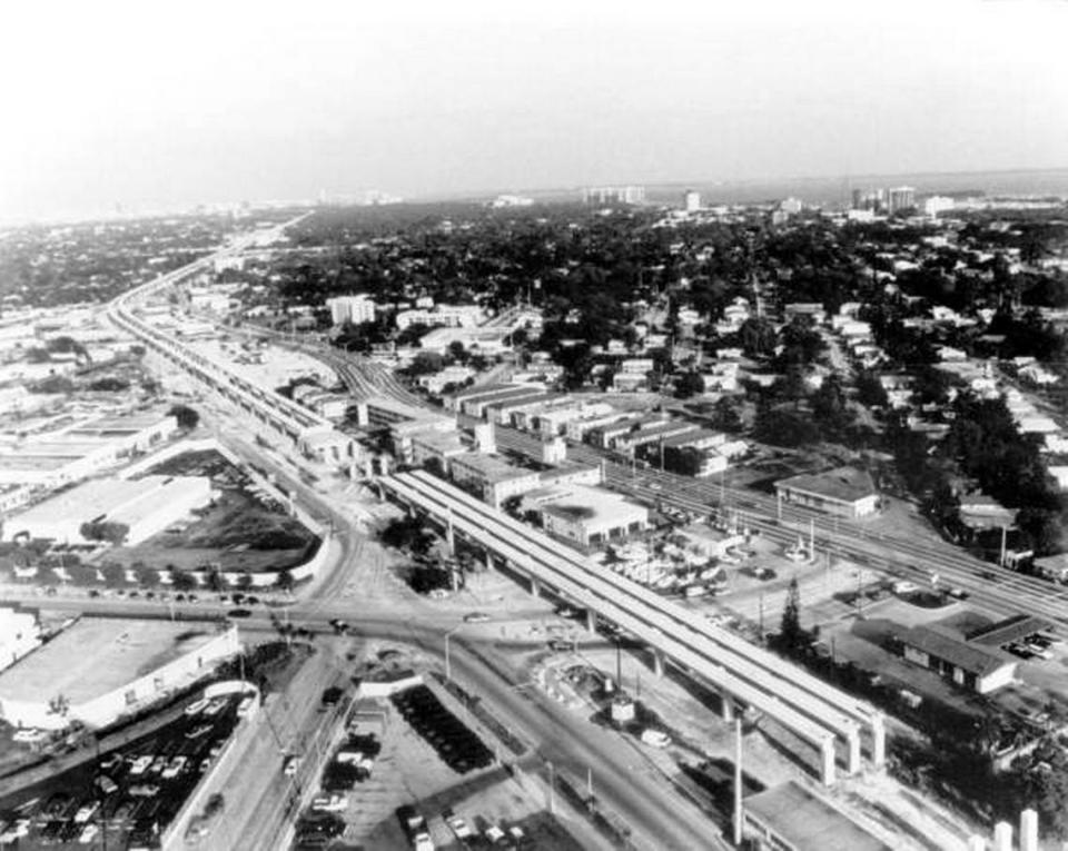 Miami Metrorail under construction.