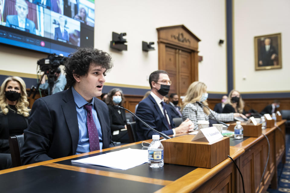 WASHINGTON, DC - DECEMBER 8: Chief Executive Officer of FTX Trading Limited Sam Bankman-Fried speaks during a House Committee on Financial Services | Full Committee Hearing titled Digital Assets and the Future of Finance: Understanding the Challenges and Benefits of Financial Innovation in the United States on Capitol Hill on Wednesday, Dec. 08, 2021 in Washington, DC. (Photo by Jabin Botsford/The Washington Post via Getty Images)