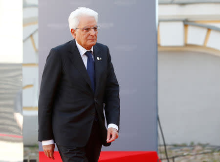 FILE PHOTO: President of Italy Sergio Mattarella arrives to the Arraiolos Group meeting at Rundale Palace, Latvia, September 13, 2018. REUTERS/Ints Kalnins