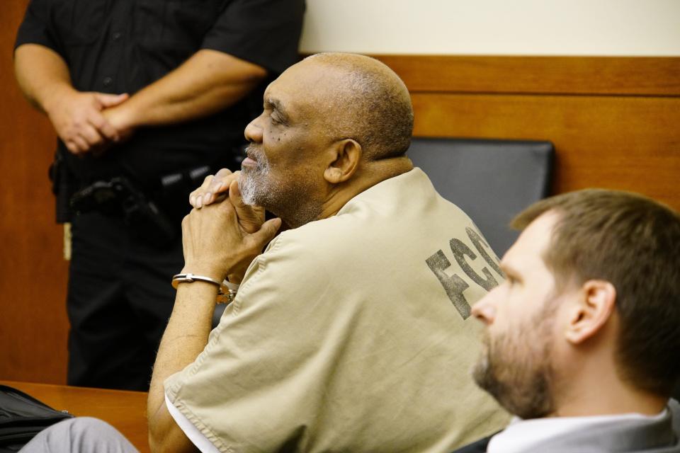 Robert Edwards, 68, is seen here in 2023 in Franklin County Common Pleas Court, where a jury convicted him of murdering Alma Renee Lake in 1991 and Michelle Dawson-Pass in 1996. The jury also found him guilty of raping Dawson-Pass.