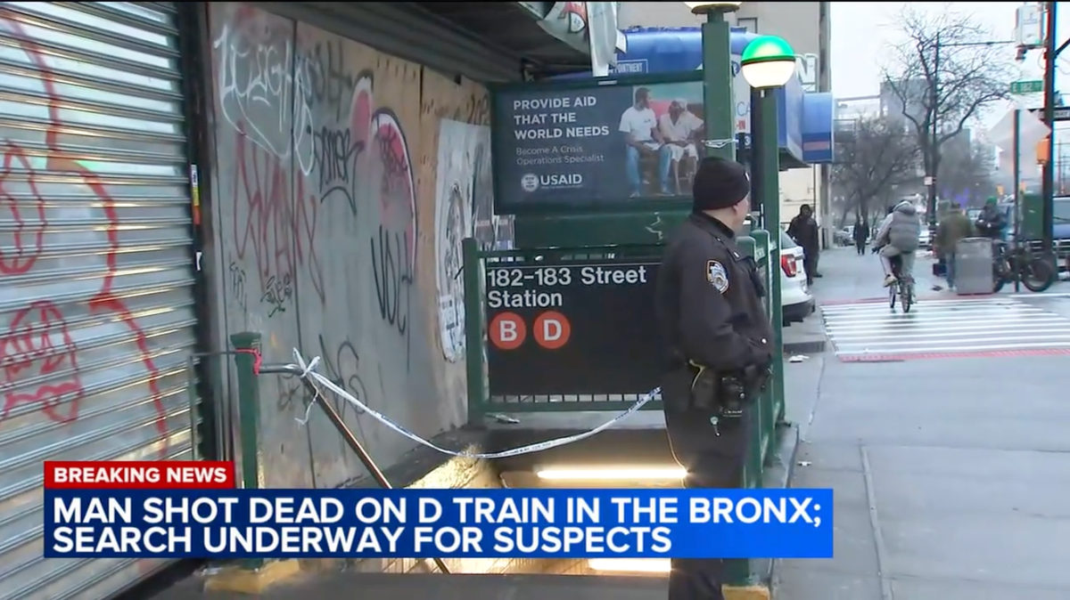 An entryway to the subway station, cordoned off following the shooting  (WABC)