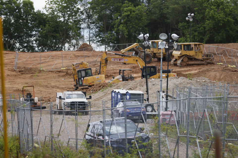 Bulldozers and heavy trucks are clearing the future site of the Atlanta Public Safety Training Center, Tuesday, May 30, 2023, in Atlanta. Atlanta’s proposed police and fire training center will cost taxpayers more than double the previous estimate by Mayor Andre Dickens’ administration. (Miguel Martinez/Atlanta Journal-Constitution via AP)