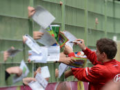 TOPSHOTS Czech Republic Vaclav Pilar (R) signs autographs after a training session in Wroclaw June 11, 2012 during Euro 2012 football championships. AFP PHOTO DANIEL MIHAILESCUDANIEL MIHAILESCU/AFP/GettyImages