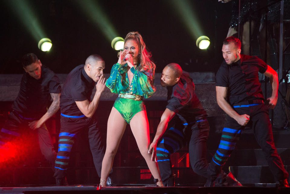 BRONX, NY - JUNE 04:  Jennifer Lopez performs at Orchard Beach on June 4, 2014 in Bronx, New York.  (Photo by Dave Kotinsky/Getty Images)
