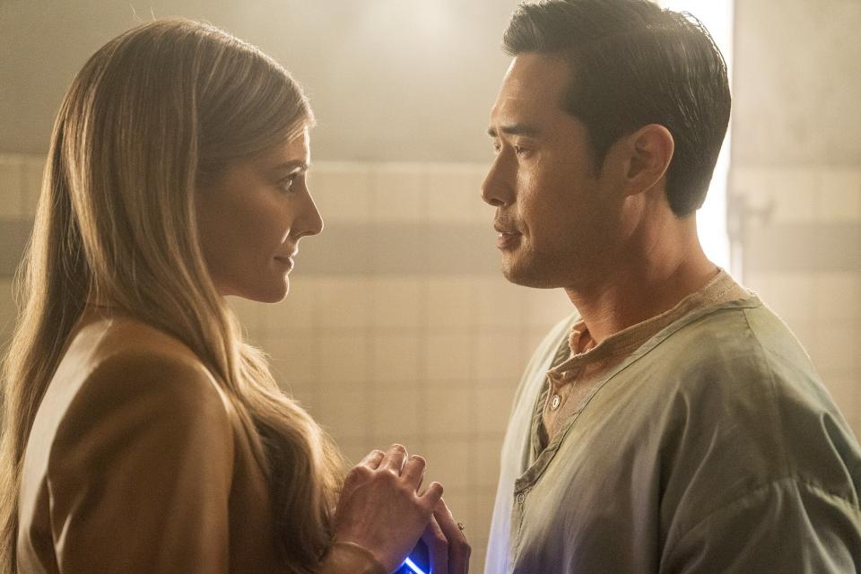 QUANTUM LEAP -- "Ben Interrupted" Episode 116 -- Pictured: (l-r) Caitlin Bassett as Addison, Raymond Lee as Dr. Ben Song