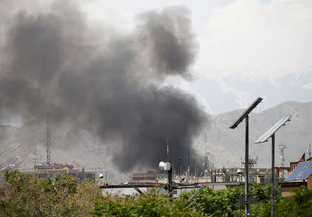 Smoke rises from the site of a blast in Kabul, Afghanistan May 8, 2019. REUTERS/Mohammad Ismail