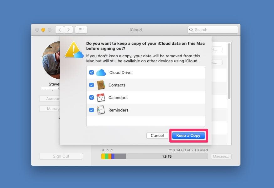 How to log out of iCloud on Mac