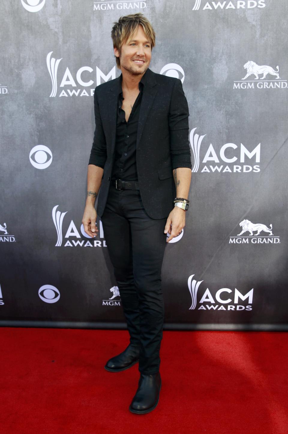 Musician Keith Urban arrives at the 49th Annual Academy of Country Music Awards in Las Vegas, Nevada April 6, 2014. REUTERS/Steve Marcus (UNITED STATES - Tags: ENTERTAINMENT)(ACMAWARDS-ARRIVALS)