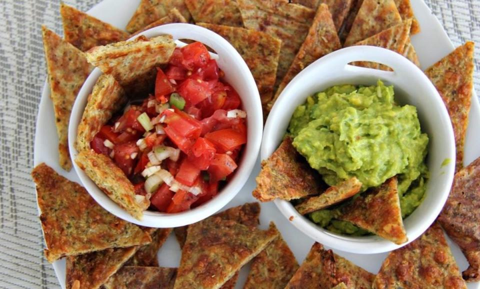 <p>Divalicious Recipes</p><p>A healthy, low-carb alternative to cauliflower, broccoli makes a tasty nacho chip!</p><p><strong>Get the recipe: <a href="https://divaliciousrecipes.com/broccoli-nacho-chips/" rel="nofollow noopener" target="_blank" data-ylk="slk:Broccoli Nacho Chips;elm:context_link;itc:0;sec:content-canvas" class="link ">Broccoli Nacho Chips</a></strong></p>